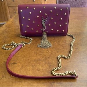 YSL Kate wallet on chain with heart studs